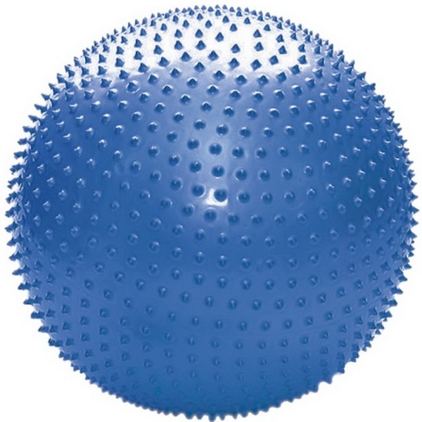 Мяч гимнастический игольчатый для фитнеса 75 см в коробке с насосом синий L 0575b  фото 1