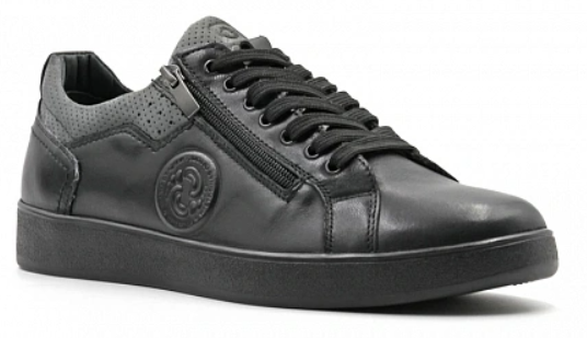 Кеды ортопедические мужские Ортомода 90429-Х-001 черные кожаные фото 1